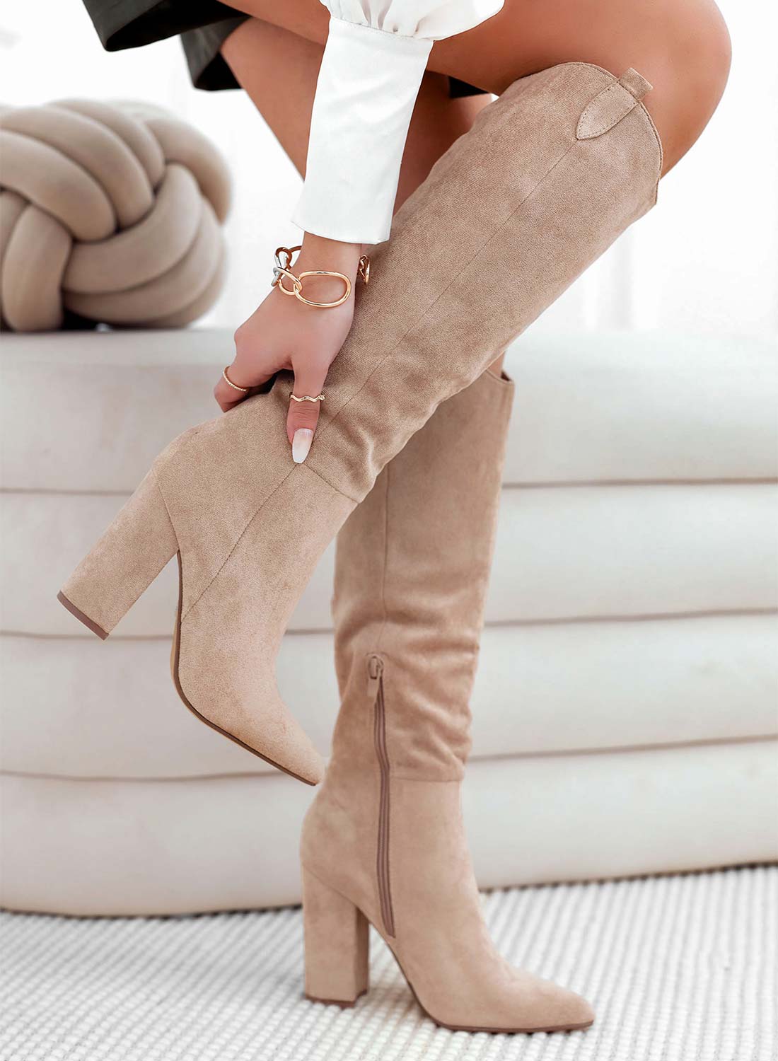 CASSIA - Botas vaqueras beige 