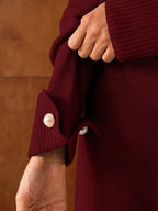 Conjunto de dos piezas de punto premium: jersey de cuello alto y pantalón ancho 