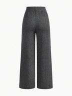 Conjunto de dos piezas de punto premium: jersey de cuello alto y pantalón ancho 