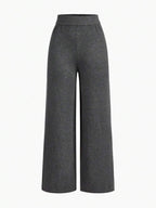 Conjunto de dos piezas de punto premium: jersey de cuello alto y pantalón ancho 