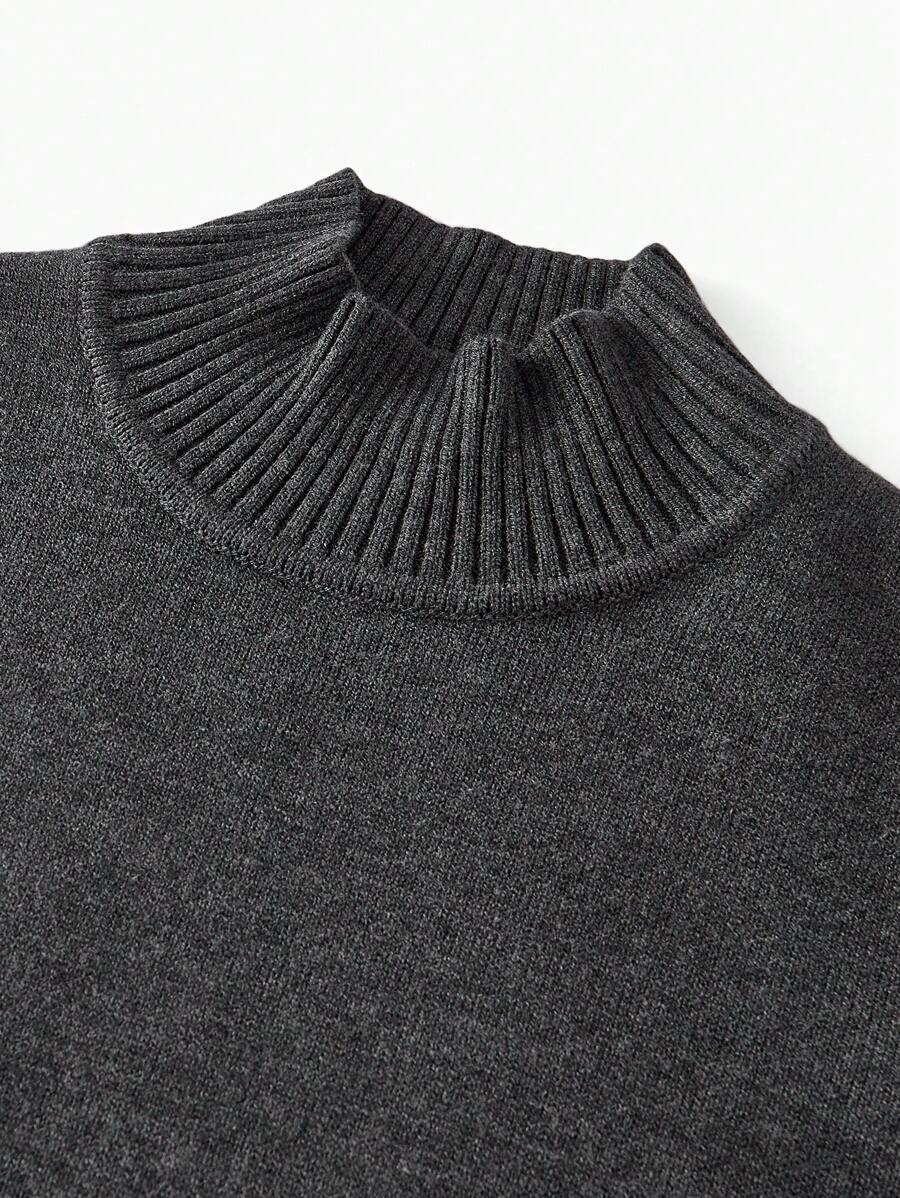 Conjunto de dos piezas de punto premium: jersey de cuello alto y pantalón ancho 