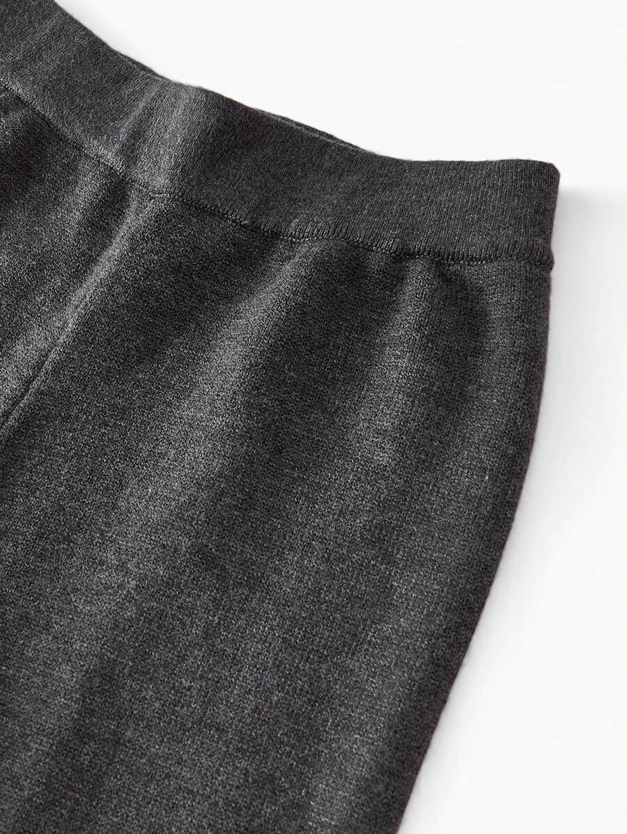 Conjunto de dos piezas de punto premium: jersey de cuello alto y pantalón ancho 