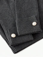 Conjunto de dos piezas de punto premium: jersey de cuello alto y pantalón ancho 