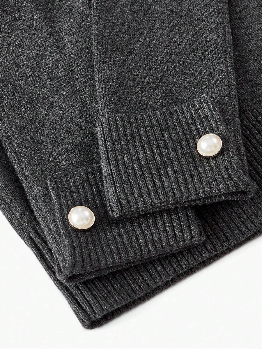 Conjunto de dos piezas de punto premium: jersey de cuello alto y pantalón ancho 