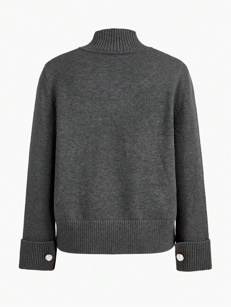 Conjunto de dos piezas de punto premium: jersey de cuello alto y pantalón ancho 