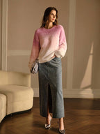 Suéter premium con bloques de color degradado: jersey de punto suave para mujer 