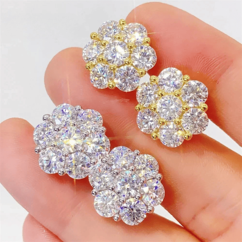 Exquisitos pendientes de flor de moissanita - Brillo de lujo