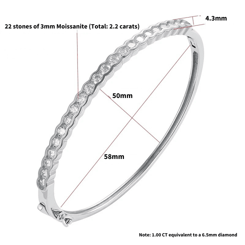 Pulsera Ivictress Moissanite Elegance de plata de ley 925
