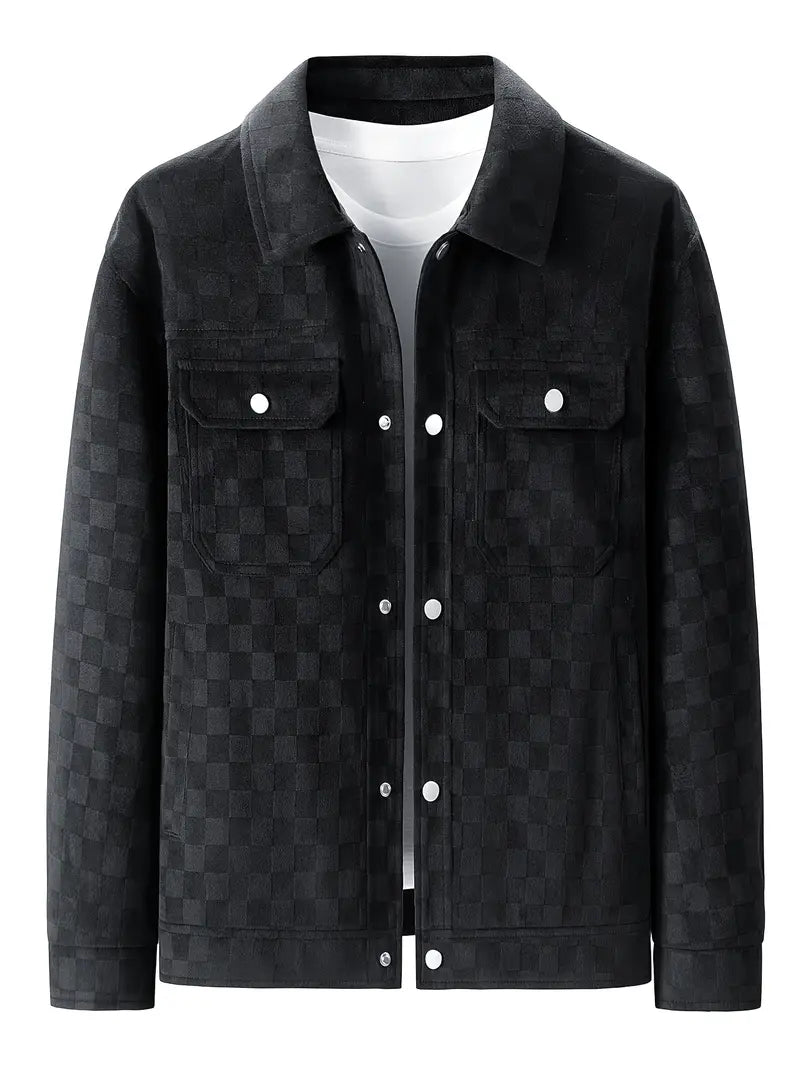 Checked suede jacket