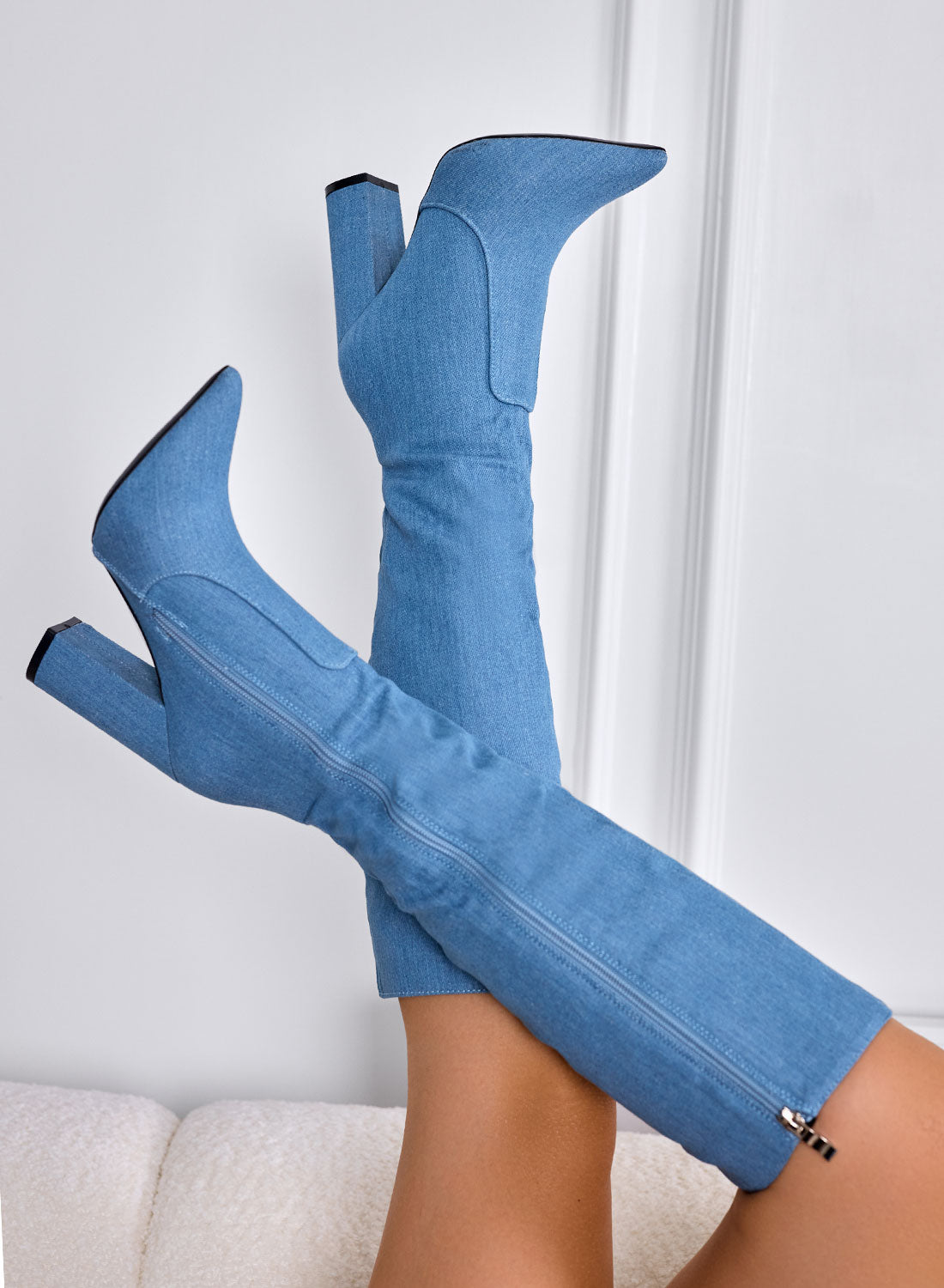 MINERVA - Botas altas vaqueras con tacón grueso 