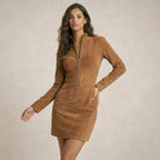 VESTIDO DE GAMUZA CON CREMALLERA