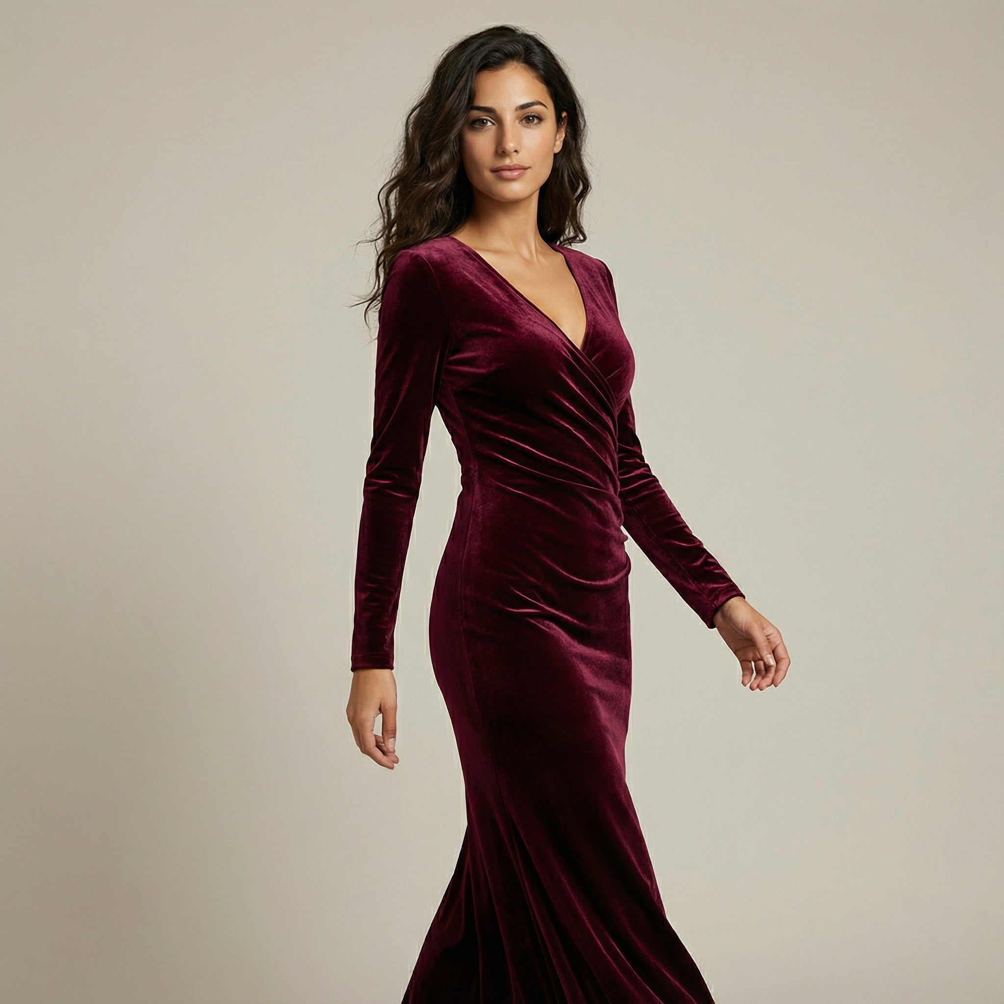 VESTIDO LARGO DE TERCIOPELO