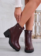 ALBERTA - Botines burdeos con tacón cómodo y tachuelas 