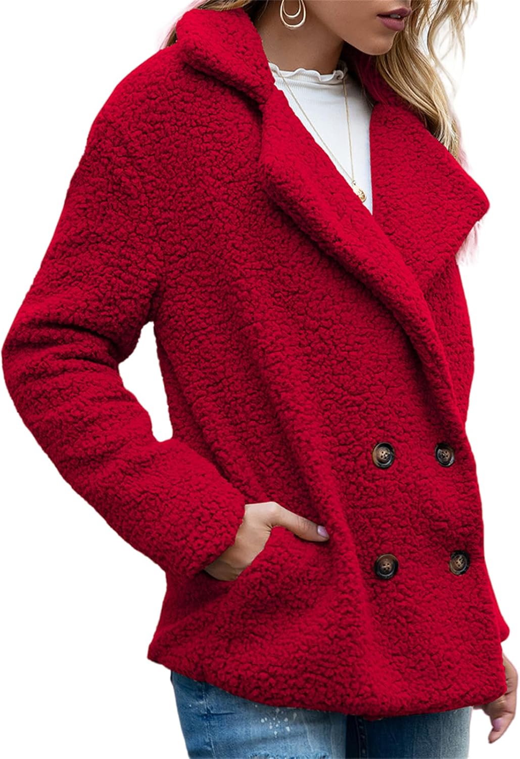 Chaqueta de peluche extragrande con estilo