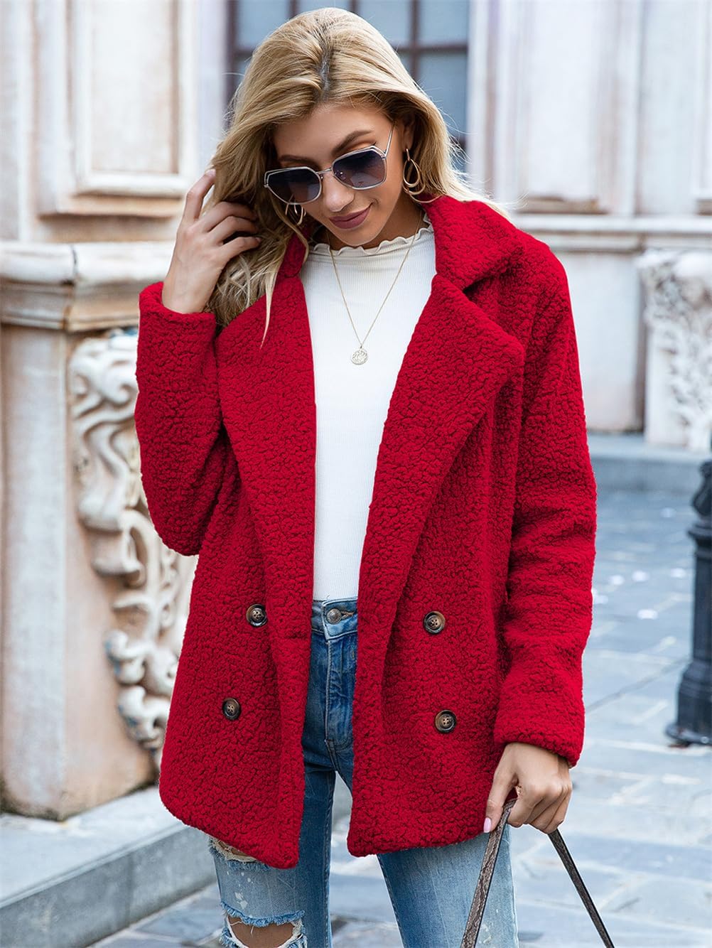 Chaqueta de peluche extragrande con estilo