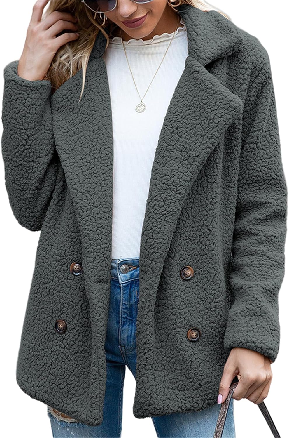 Chaqueta de peluche extragrande con estilo