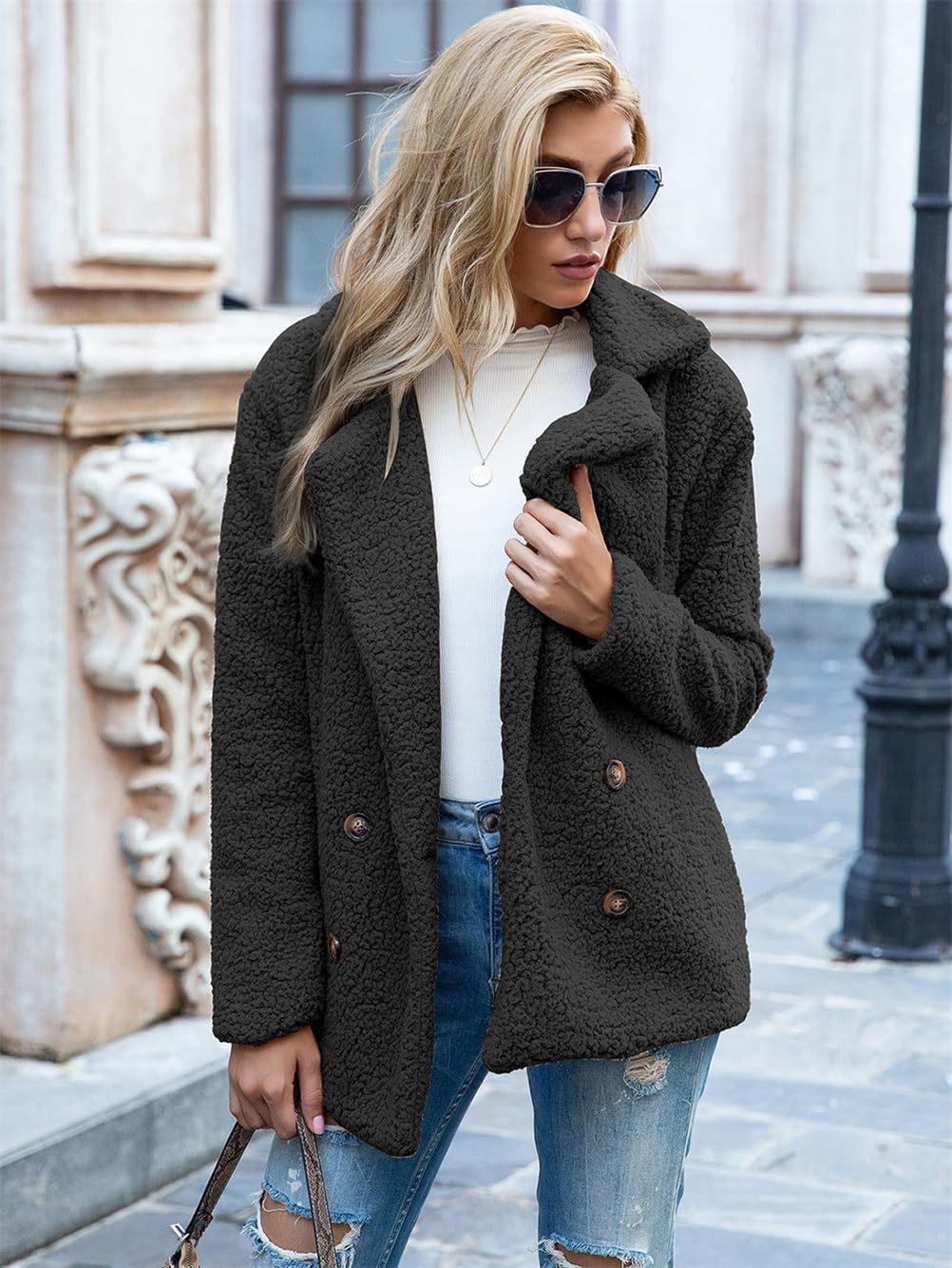 Chaqueta de peluche extragrande con estilo