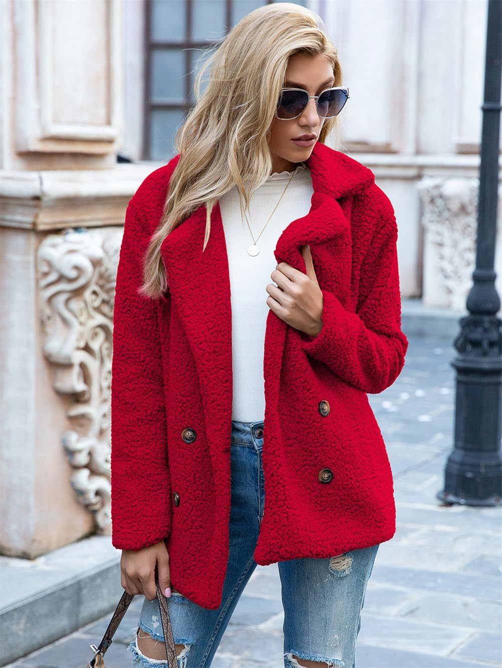 Chaqueta de peluche extragrande con estilo