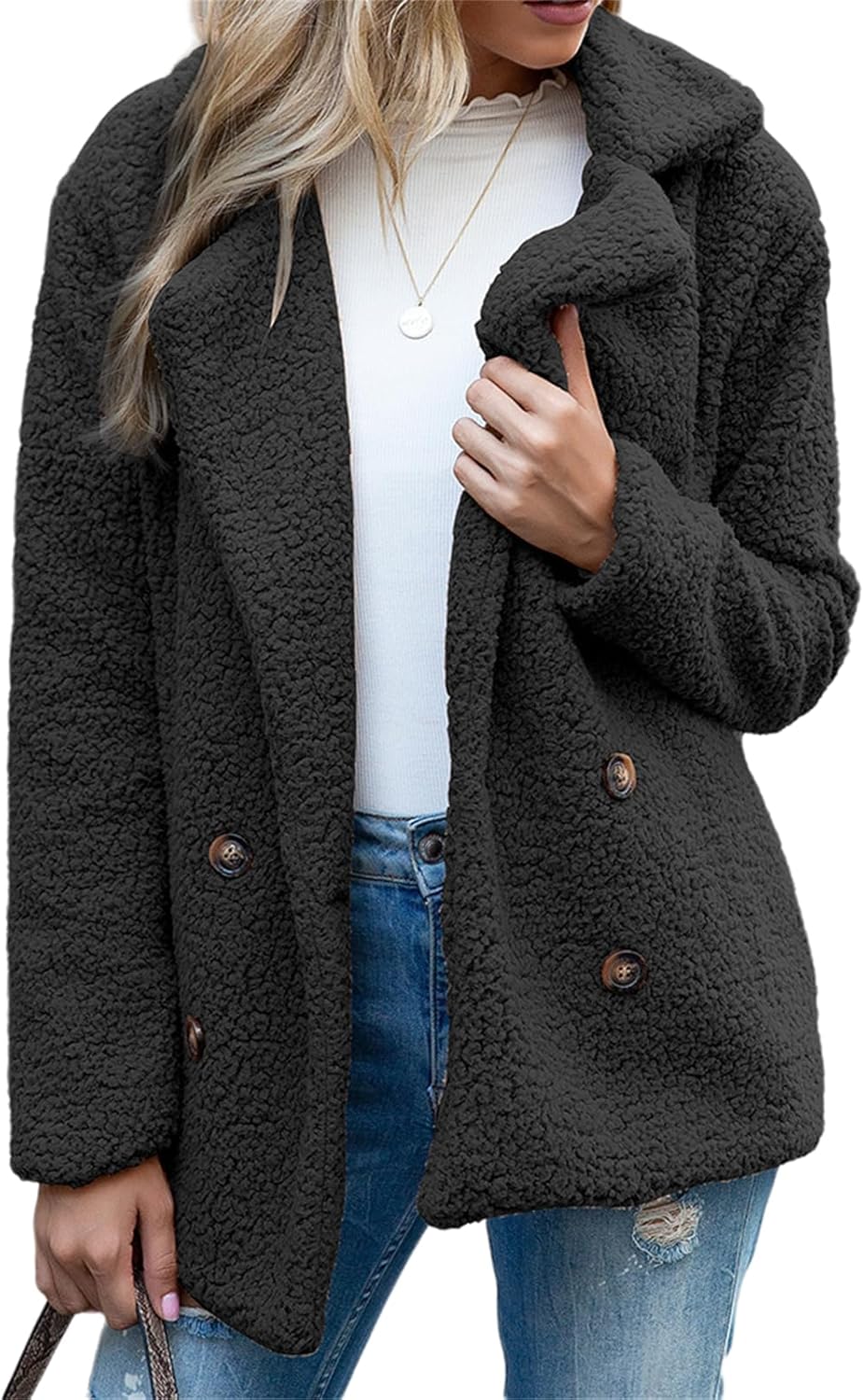 Chaqueta de peluche extragrande con estilo