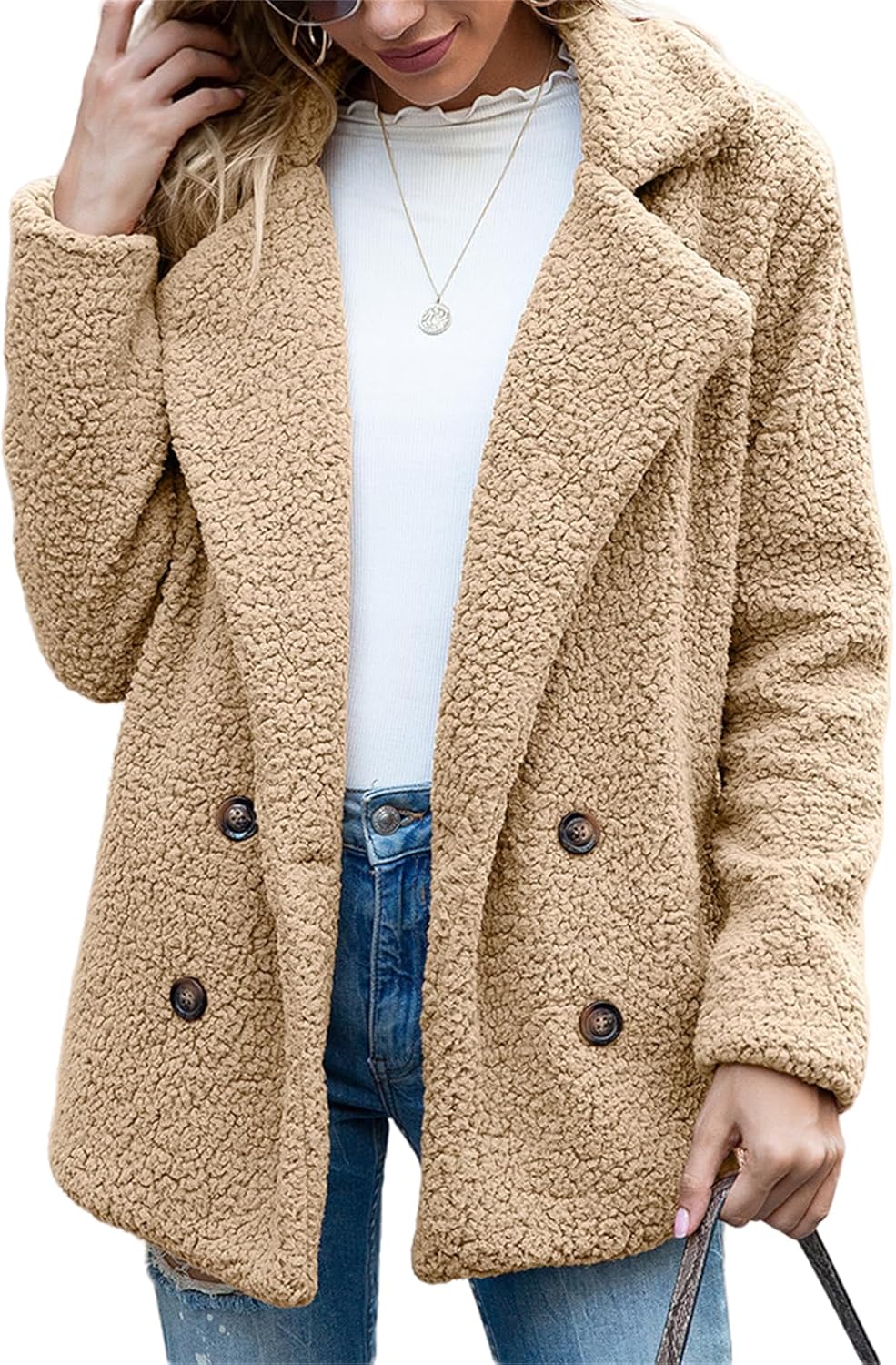 Chaqueta de peluche extragrande con estilo