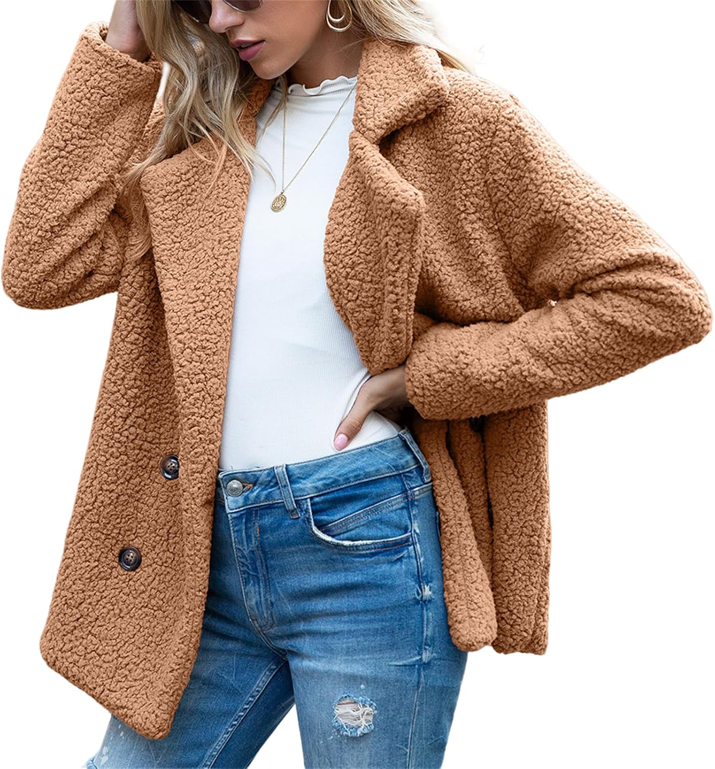 Chaqueta de peluche extragrande con estilo