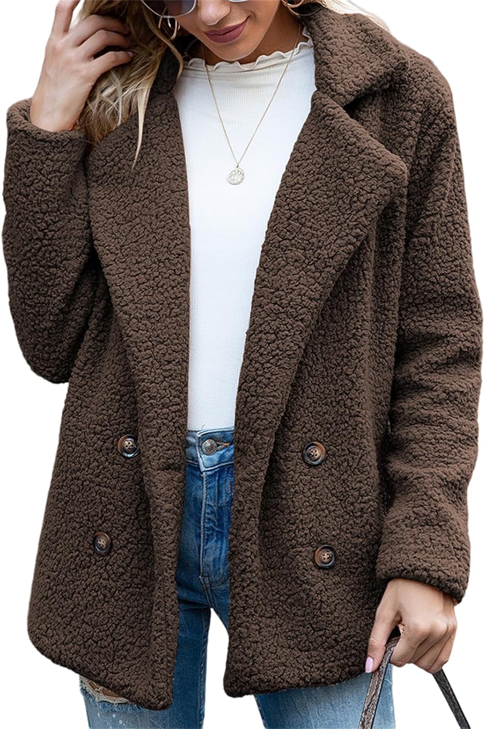 Chaqueta de peluche extragrande con estilo