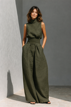 MARIA | TWEE DELIG SET - GEBREID MOUWLOOS TOPJE + PALAZZO BROEK