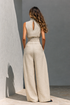 MARIA | TWEE DELIG SET - GEBREID MOUWLOOS TOPJE + PALAZZO BROEK