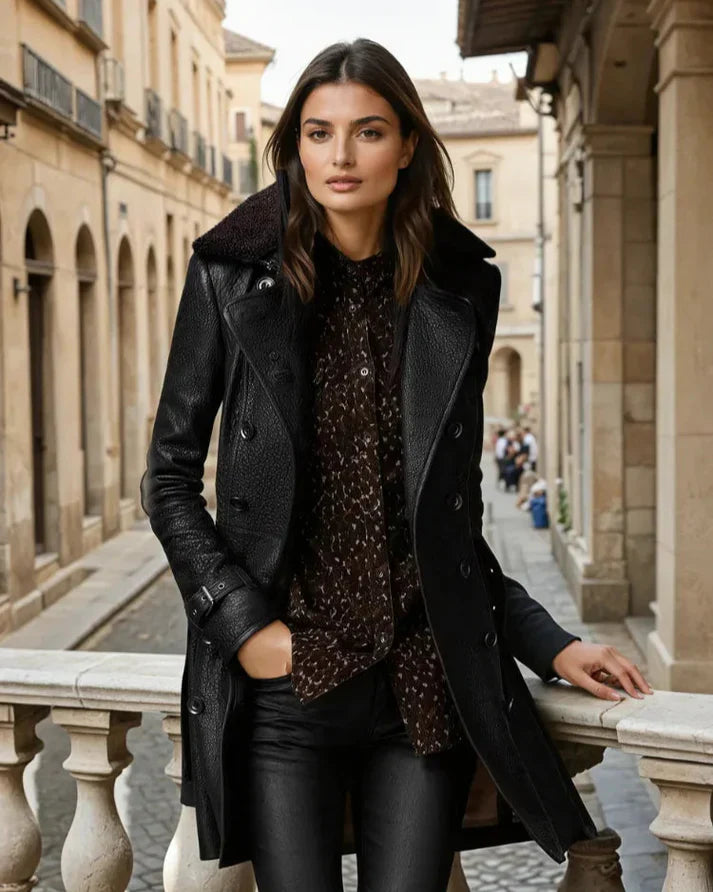 Victoria | Elegante abrigo de cuero