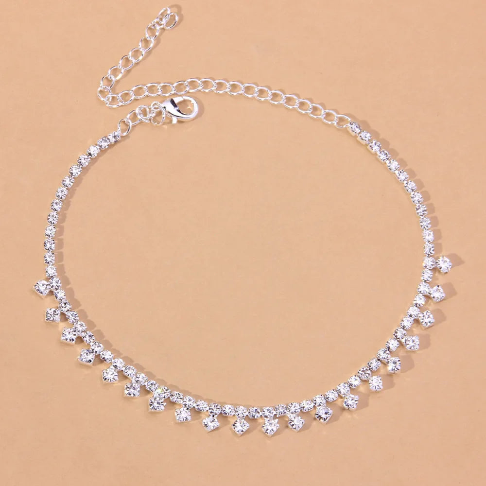 Tobillera con colgante de diamantes de imitación