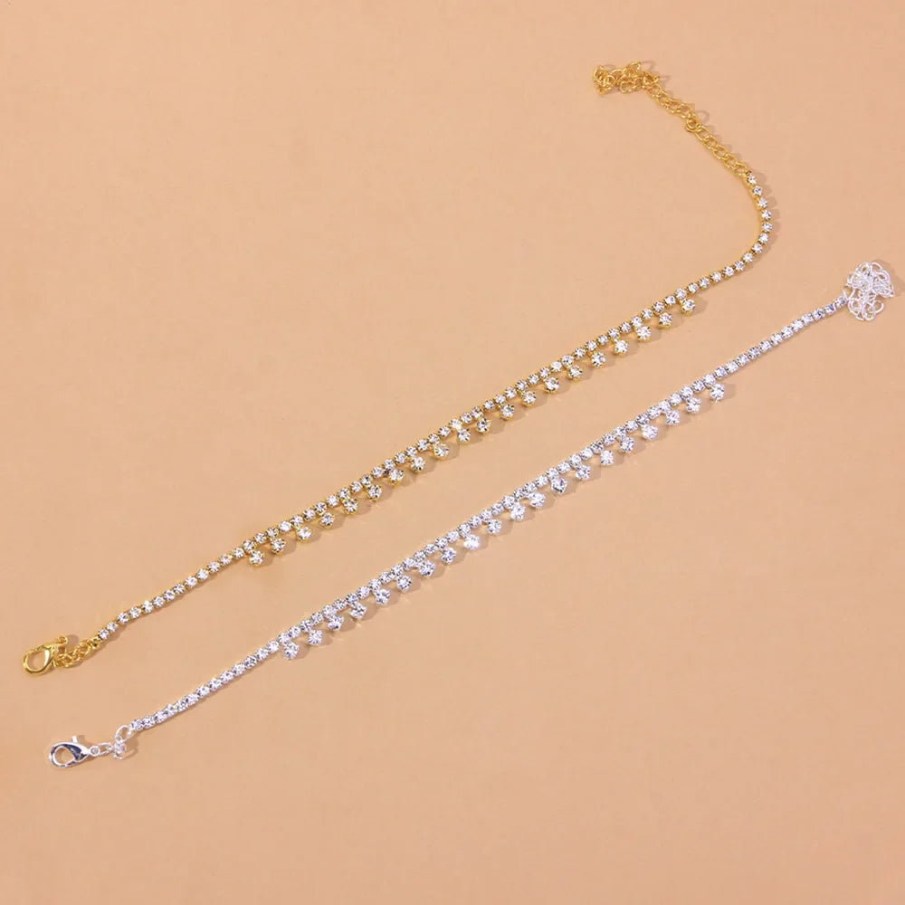 Tobillera con colgante de diamantes de imitación