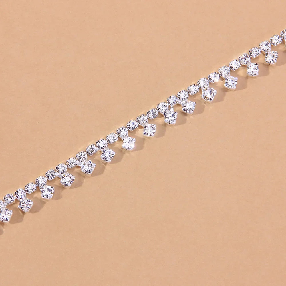 Tobillera con colgante de diamantes de imitación
