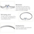 Pulseras básicas de cadena con corazón y piedra lunar en plata de ley 925