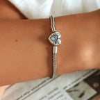 Pulseras básicas de cadena con corazón y piedra lunar en plata de ley 925