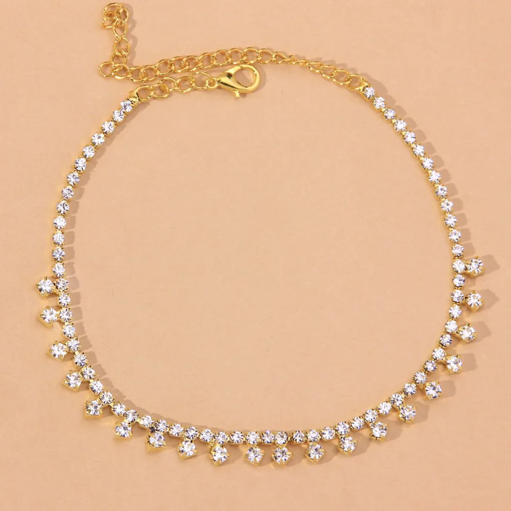 Tobillera con colgante de diamantes de imitación