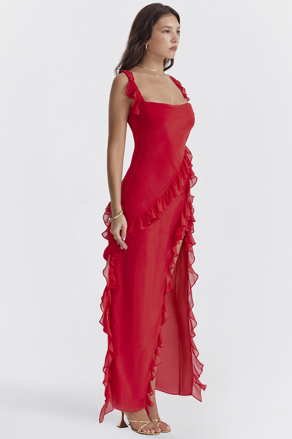 VESTIDO LARGO AMIRA - ROJO CEREZA