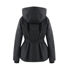 Chaqueta elegante con capucha y cintura ceñida para mujer