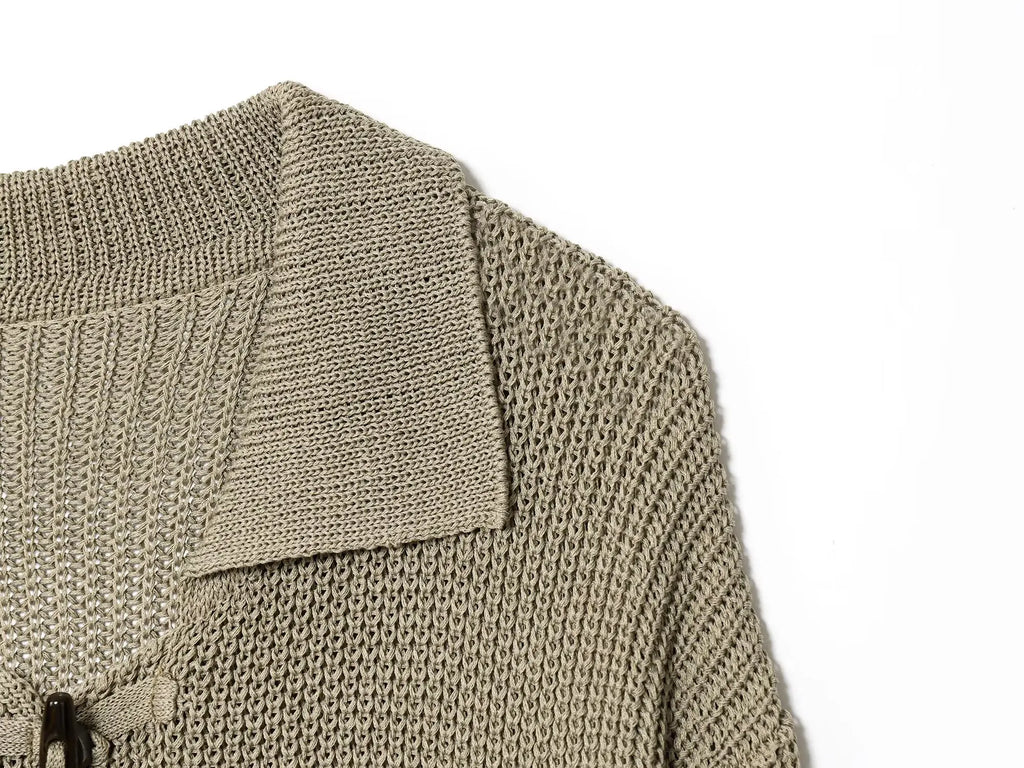 Cárdigan de punto con botones de cuerno elegante para mujer