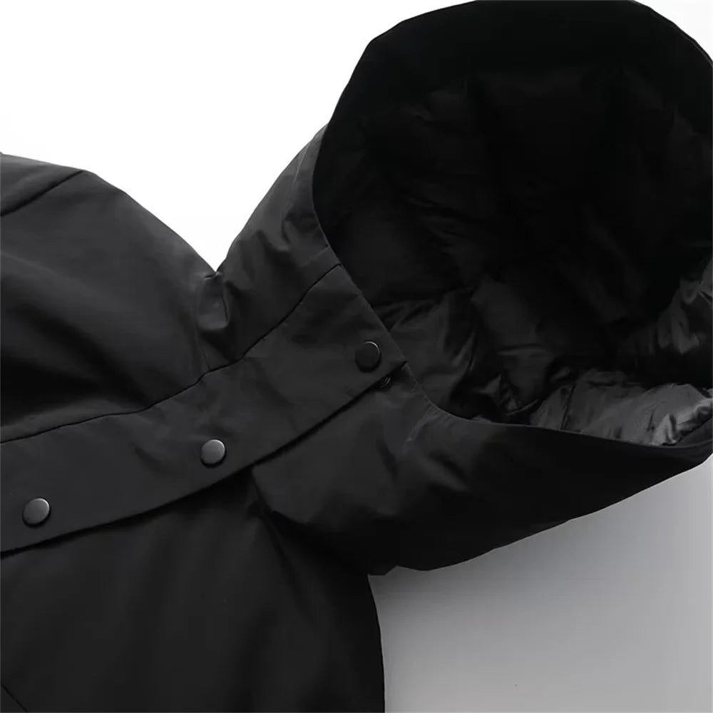 Chaqueta elegante con capucha y cintura ceñida para mujer