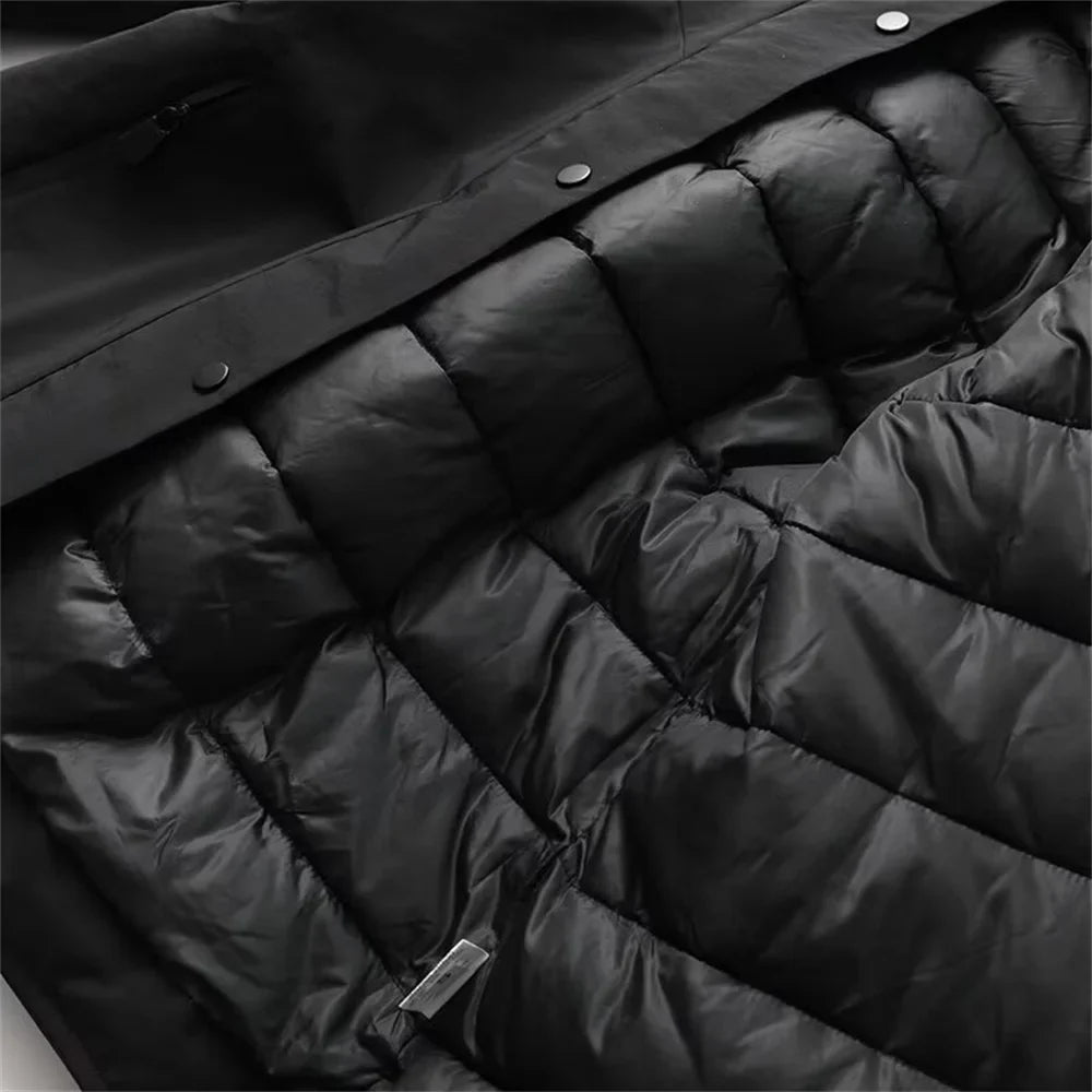 Chaqueta elegante con capucha y cintura ceñida para mujer