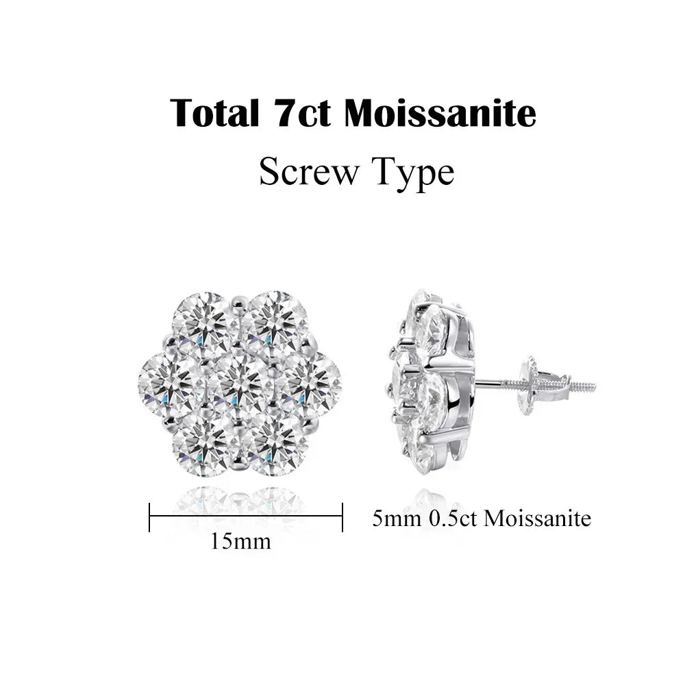 Exquisitos pendientes de flor de moissanita - Brillo de lujo