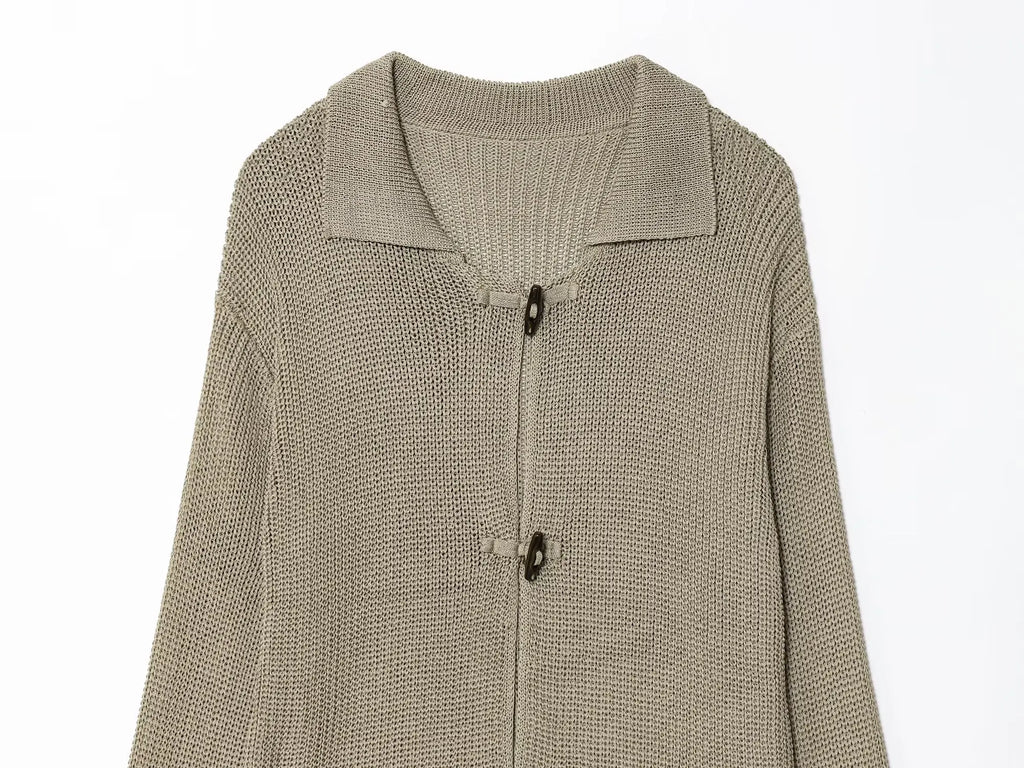 Cárdigan de punto con botones de cuerno elegante para mujer