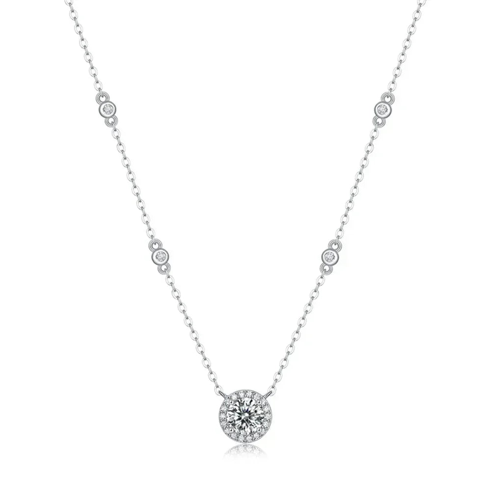 Collar de moissanita Ivictress: Elegancia radiante en plata de ley