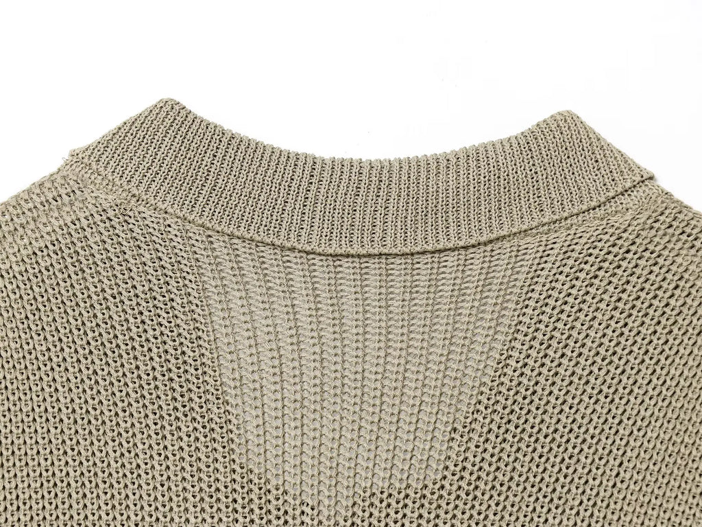 Cárdigan de punto con botones de cuerno elegante para mujer