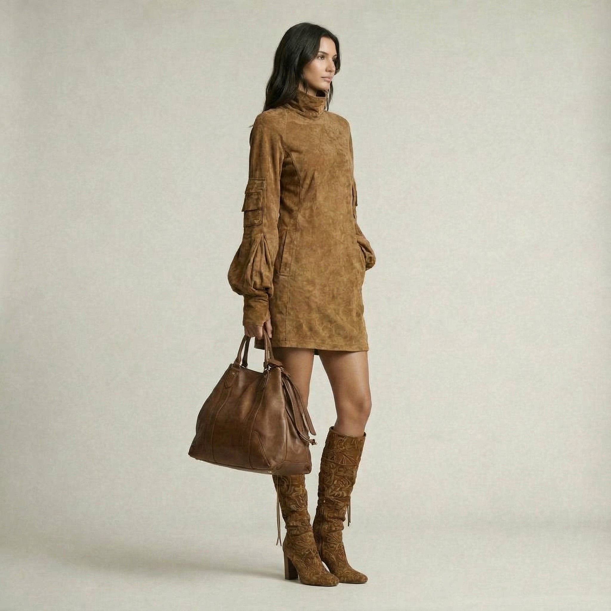 VESTIDO DE GAMUZA ESTILO VINTAGE