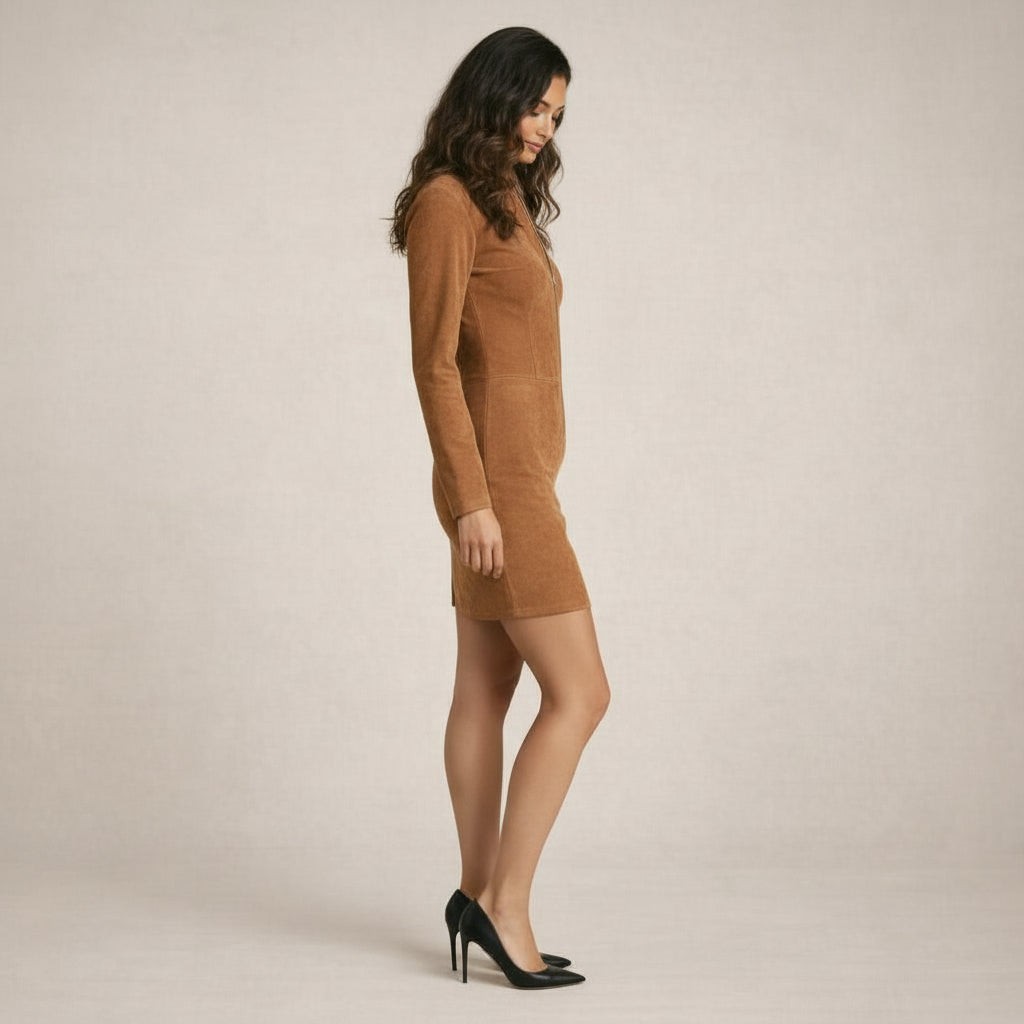 VESTIDO DE GAMUZA CON CREMALLERA