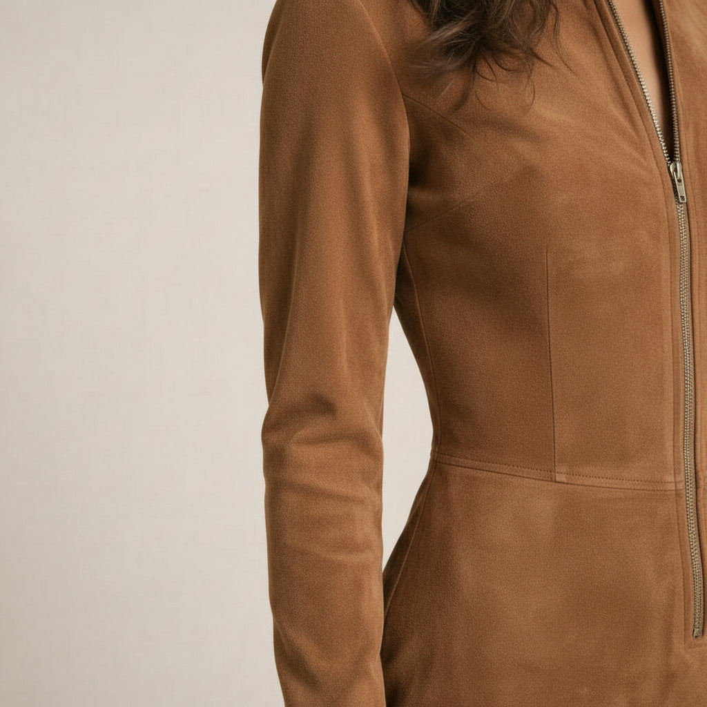 VESTIDO DE GAMUZA CON CREMALLERA