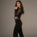 BODY CON MANGA LARGA DE ENCAJE