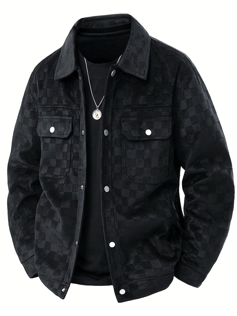 Checked suede jacket
