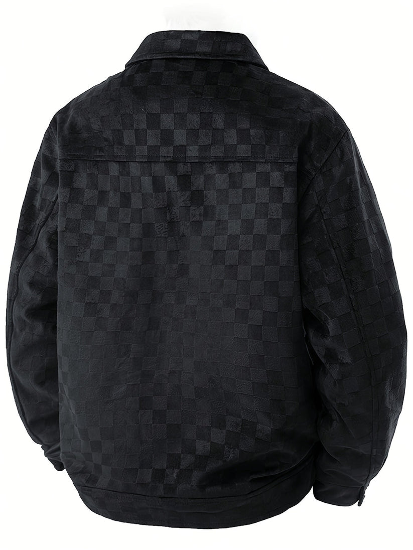 Checked suede jacket